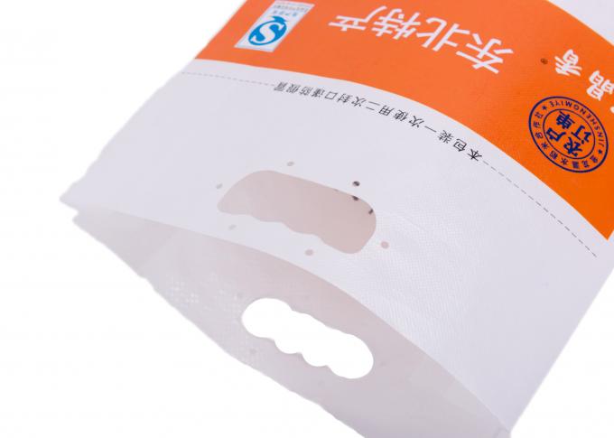 백색 플라스틱 밥 패킹 부대, PP 길쌈하곤/비 길쌈한 직물은 손잡이로 식품 포장 부대를 입혔습니다